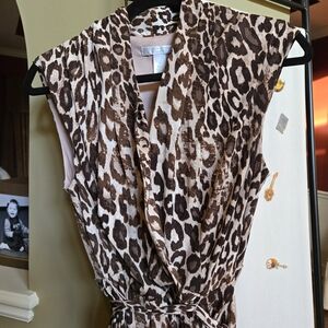 London Times Brown Animal Print Dress